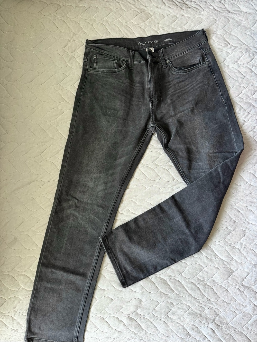 Falls Creek Men's Slim Straight Washed Black Jeans